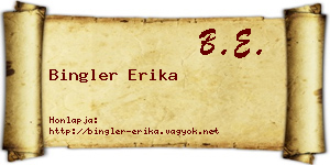 Bingler Erika névjegykártya
